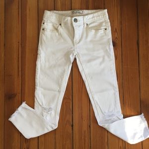 Free People Sz 24 White Destroyed Ankle Skinny